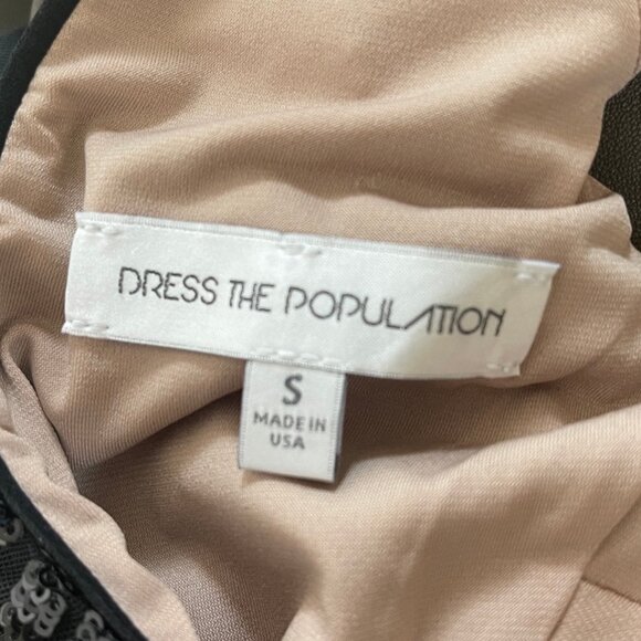 DRESS the POPULATION Black Cap Sleeve Sequin Midi Dress/Open Back: NWOT! SMALL - Picture 8 of 9